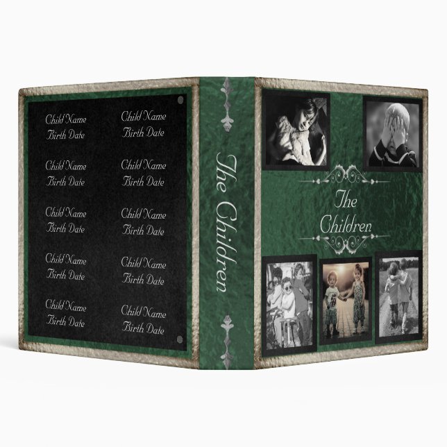 Children Photo Album - Green/Silver Binder (Background)