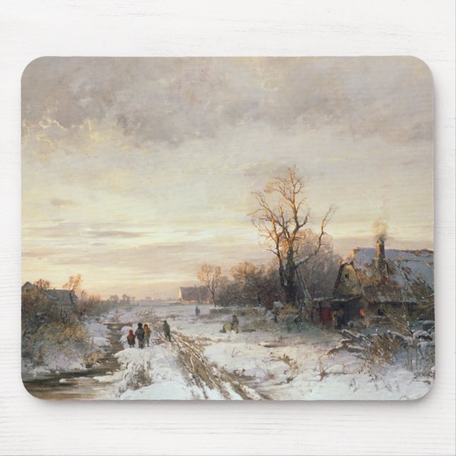 Children playing in a winter landscape mouse pad (Front)