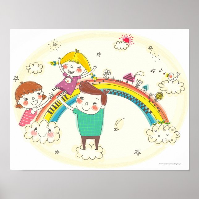 Children playing on rainbow poster (Front)