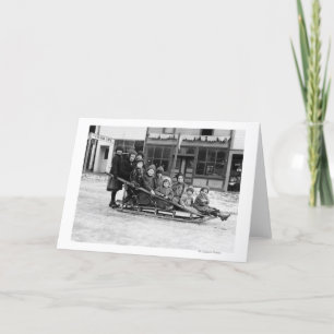 Children Playing on Sleigh in Seward Holiday Card
