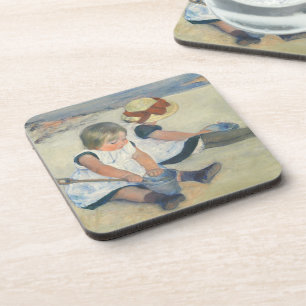 Children Playing on the Beach, 1884 Coaster