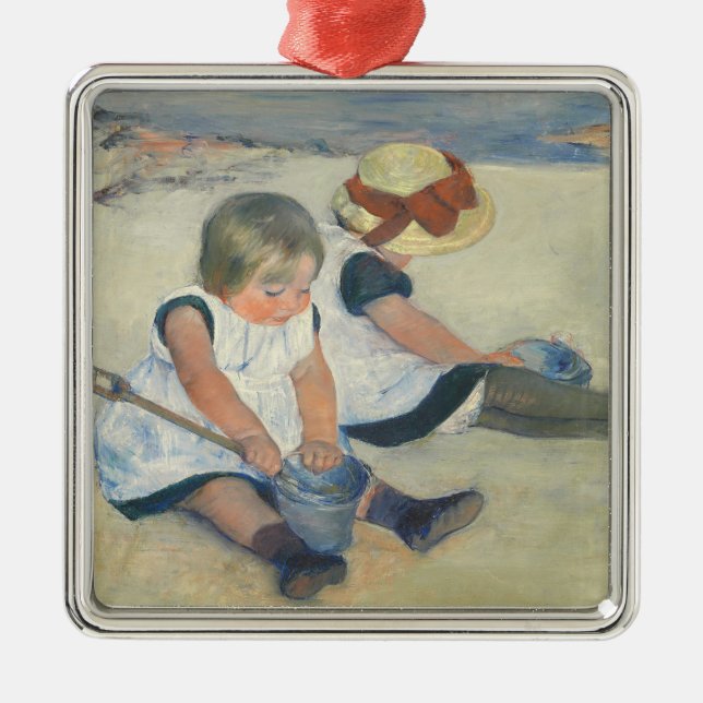 Children Playing on the Beach, 1884 Metal Ornament (Front)