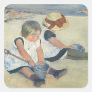 Children Playing on the Beach, 1884 Square Sticker