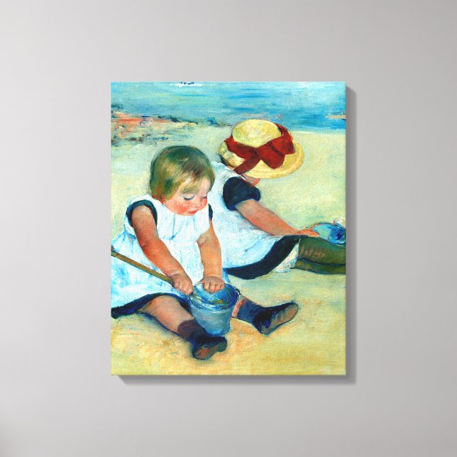 Children Playing on the Beach by Mary Cassatt Canvas Print (Front)
