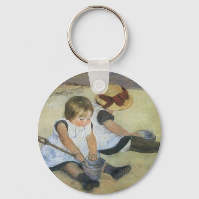 Children Playing on the Beach by Mary Cassatt Keychain (Front)