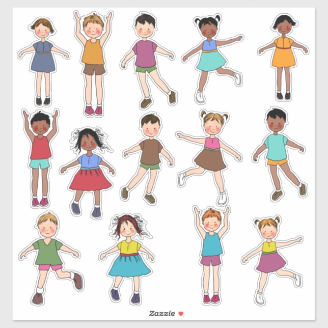 Children Playing Stickers (Sheet)