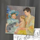 Children Playing with a Cat | Mary Cassatt Magnet<br><div class="desc">Children Playing with a Cat (1908) by Mary Cassatt portrays a tender moment of a mother and her young children interacting with a playful cat. The composition captures the intimacy and warmth of family life, with soft brushwork and delicate pastel tones characteristic of Cassatt's Impressionist style. The painting emphasizes the...</div>