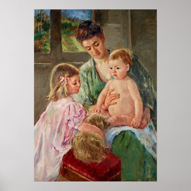 Children Playing with a Dog by Mary Cassatt Poster (Front)