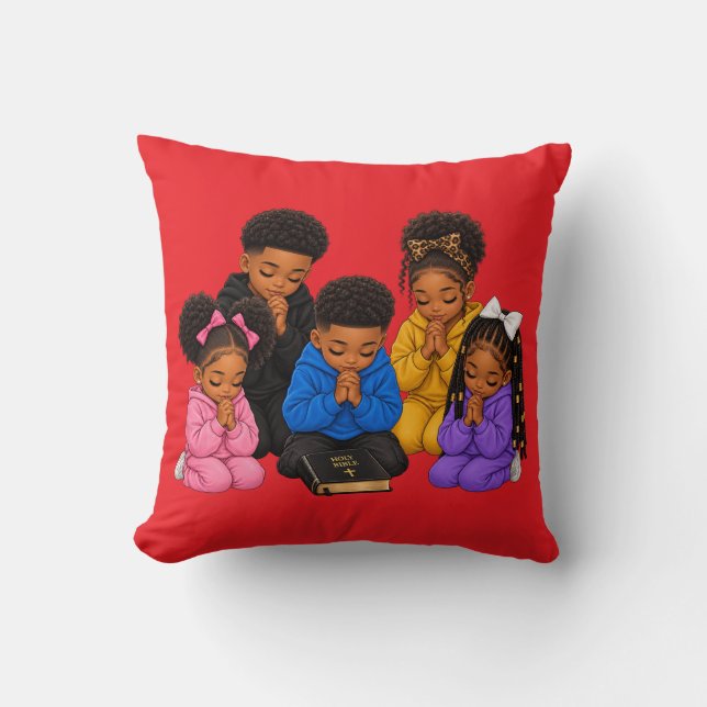 Children praying  throw pillow (Front)