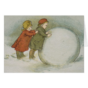 Children Rolling Snowballs