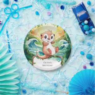Children’s Colourful Otter Birthday Paper Plate