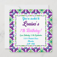 Children’s Fun Pink Purple Green Tropical Birthday