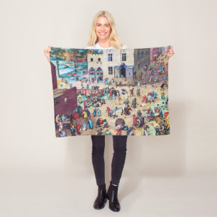 Children’s Games, Pieter Bruegel Fleece Blanket