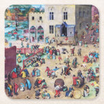Children’s Games, Pieter Bruegel Square Paper Coaster<br><div class="desc">Pieter Bruegel the Elder (1525–1530 – 9 September 1569) was the most significant artist of Dutch and Flemish Renaissance painting, a painter and printmaker from Brabant, known for his landscapes and peasant scenes (so-called genre painting); he was a pioneer in making both types of subject the focus in large paintings....</div>