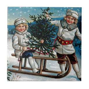 Children Sledding Tile