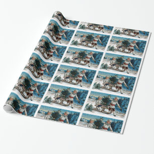 Children Sledding Wrapping Paper