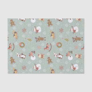 Children, Snowman And Gingerbread Tissue Paper