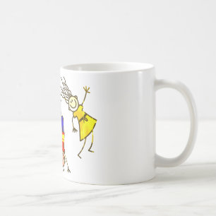 children, stick figures, happy coffee mug