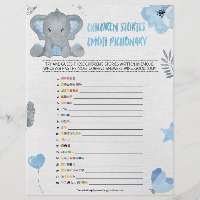 Children Story Emoji Pictionary [Baby Elephant] Letterhead (Front)