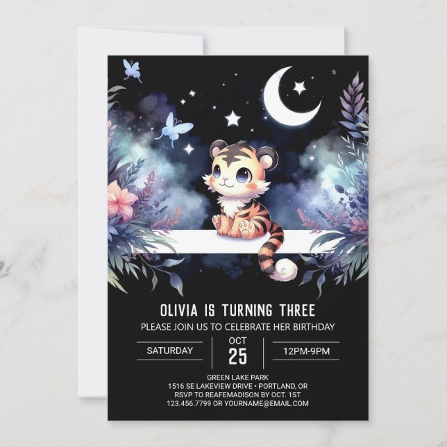 Children Sweet Tiger Birthday Invitation (Front)