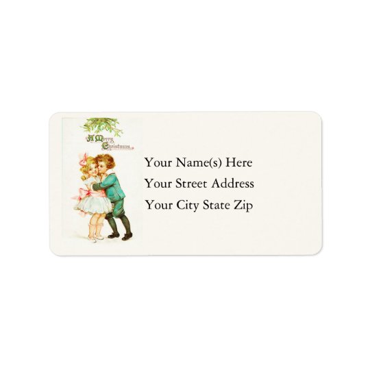 Children Under Mistletoe Vintage Christmas
