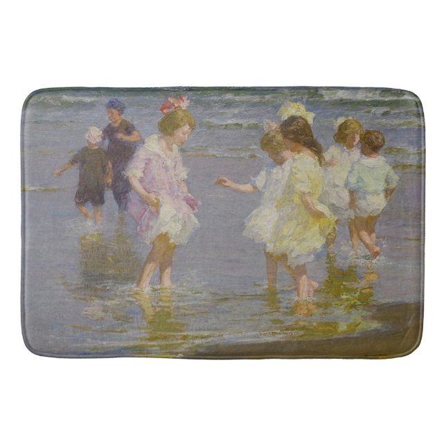 Children Wading on the Beach (by E.H. Potthast) Bath Mat (Front)
