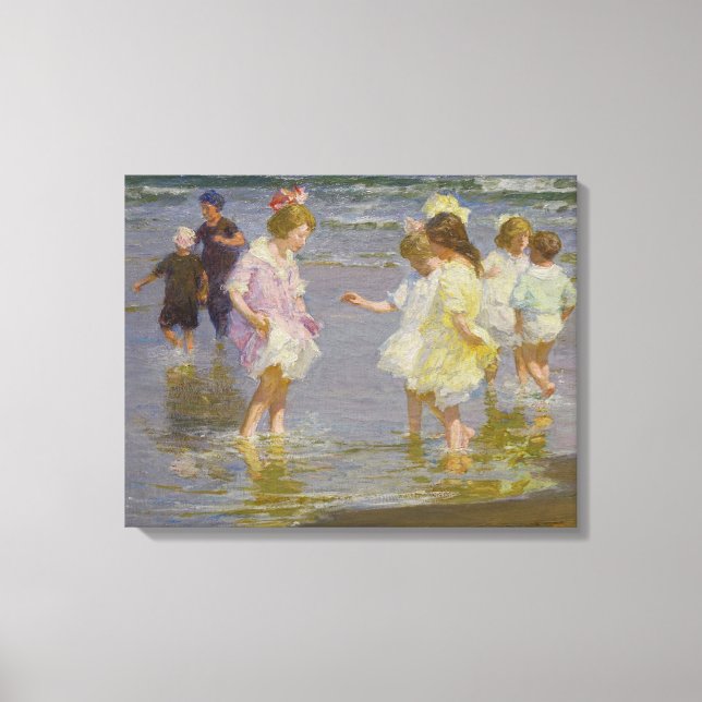 Children Wading on the Beach (by E.H. Potthast) Canvas Print (Front)