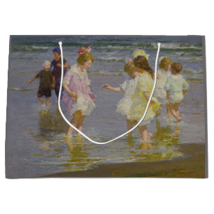 Children Wading on the Beach (by E.H. Potthast) Large Gift Bag