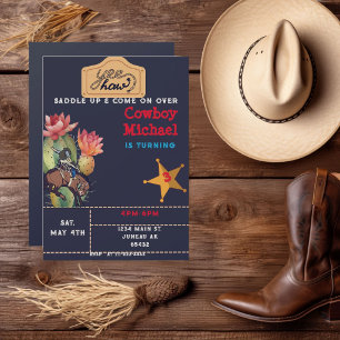  Children Wild West Cactus Birthday Boy  Magnetic Invitation