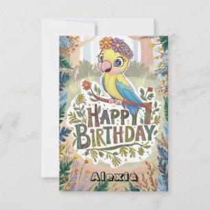 Children Wishes Parrot Digital Birthday Card