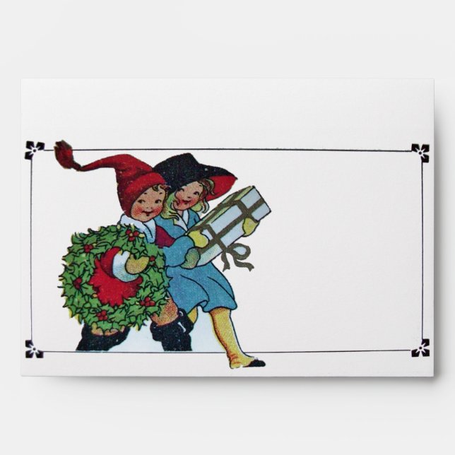 CHILDREN WITH CHRISTMAS GIFTS ENVELOPES (Front)