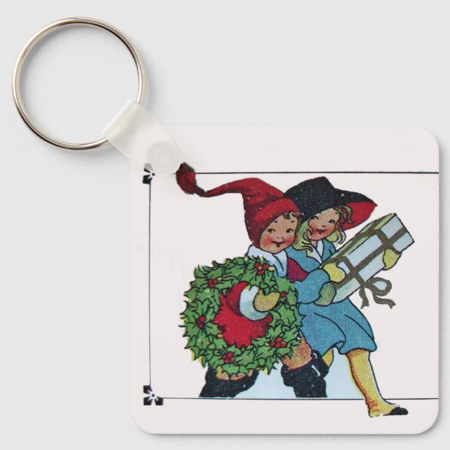 CHILDREN WITH CHRISTMAS GIFTS KEYCHAIN (Front)