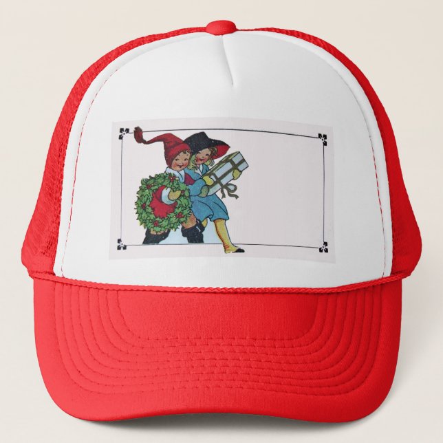 CHILDREN WITH CHRISTMAS GIFTS TRUCKER HAT (Front)