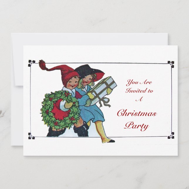 CHILDREN WITH CHRISTMAS PARTY GIFTS  INVITATION (Front)