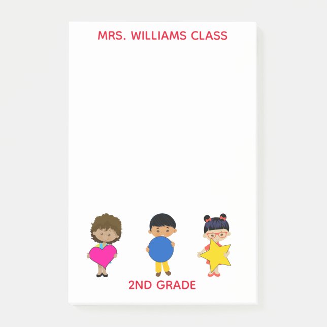 Children with Colourful Shapes Post-it Notes (Front)