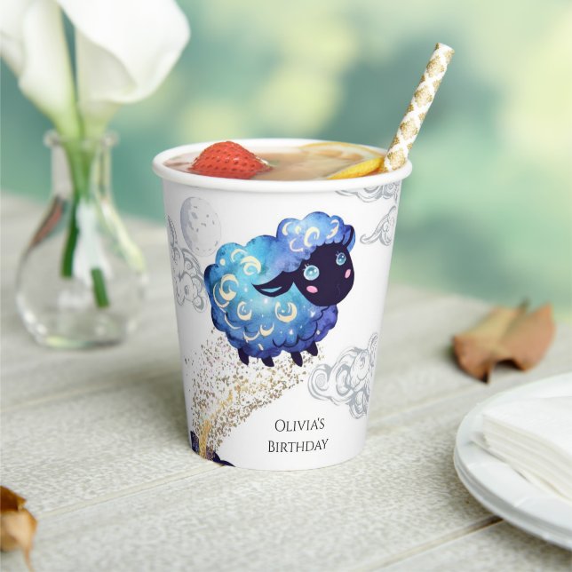 Children's Adorable Sheep Birthday Paper Cups (Insitu)