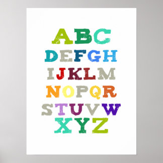 Children's Alphabet Art - Green Tones Poster