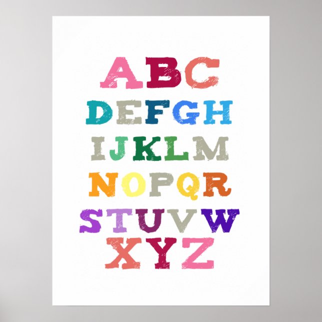Children's Alphabet Art - Pink Tones Poster (Front)