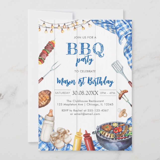 Children's BBQ Birthday Invitation (Devant)