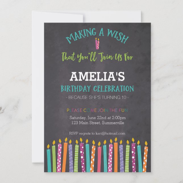 Children's Birthday Invitation (Candles) (Front)