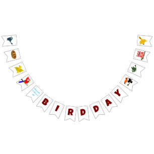 Children's Birthday Party Owl Parrot Toucan Bird Bunting Flags