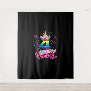 Children's Birthday Party Princess Unicorn 4th Bir Tapestry
