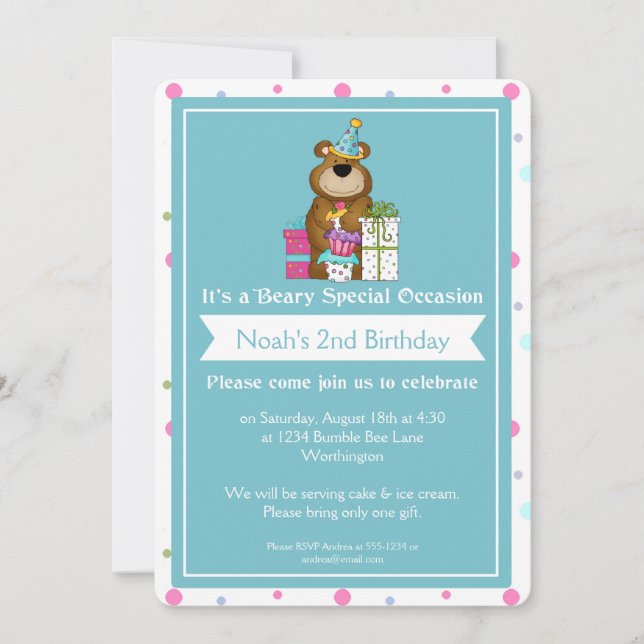 Children's Birthday Party Teddy Bear d1 Invitation (Front)