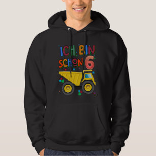 Children's Birthday Tractor German Text ich bin 6 Hoodie