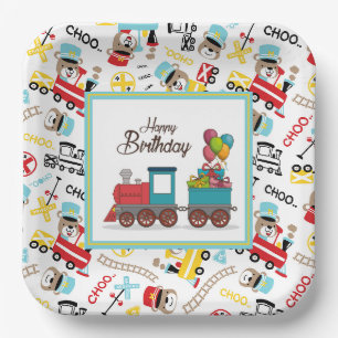 Children's Birthday Train Paper Plate