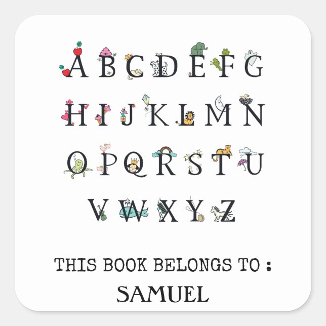 CHILDREN'S BOOK LABEL : ALPHABET CHART (Front)