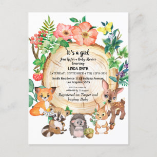 Children's books about forest and forest plants in invitation postcard