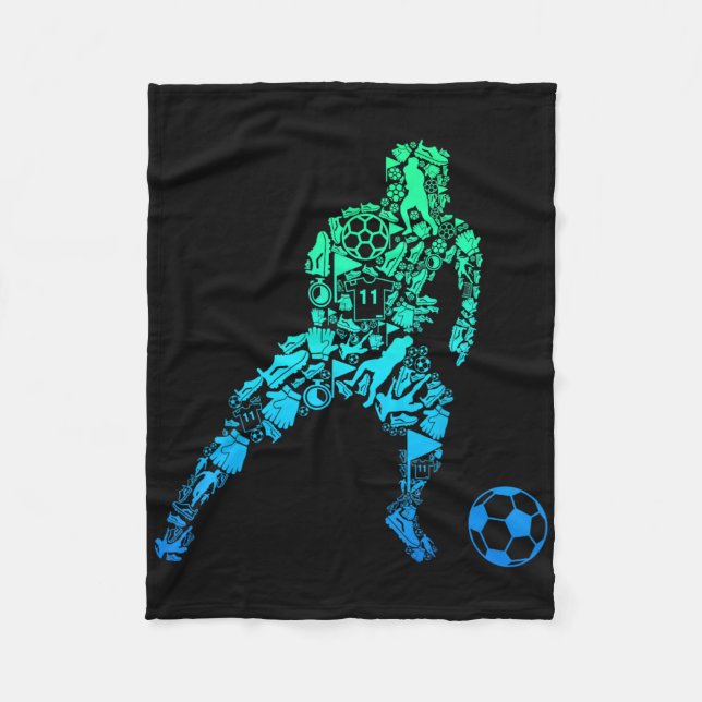 Children's Boys' Footll Player  Fleece Blanket (Front)