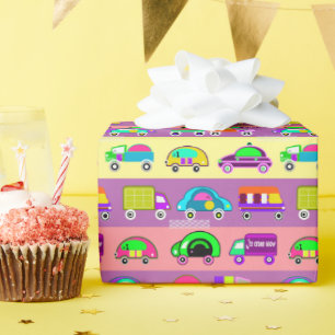 Children's bright colorful cars for boys  wrapping paper