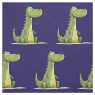 Children's Cartoon Dinosaur Animals Blue Green Fabric